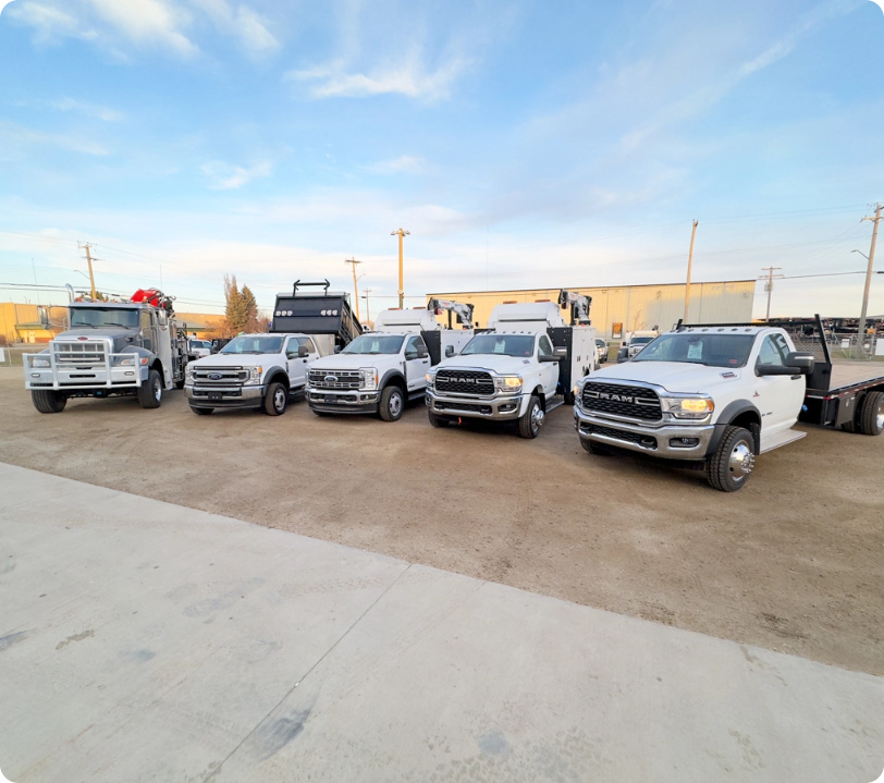 Trucks parked together