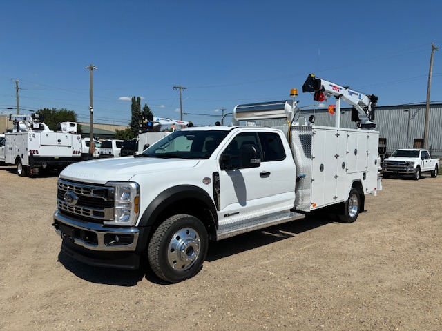 2024 Ford F 550 Super Cab XLT 4X4 Diesel Ventures 11 ft Service Body Cobra 5500RSE crane Lincoln Ranger Air 260MPX Multifunction