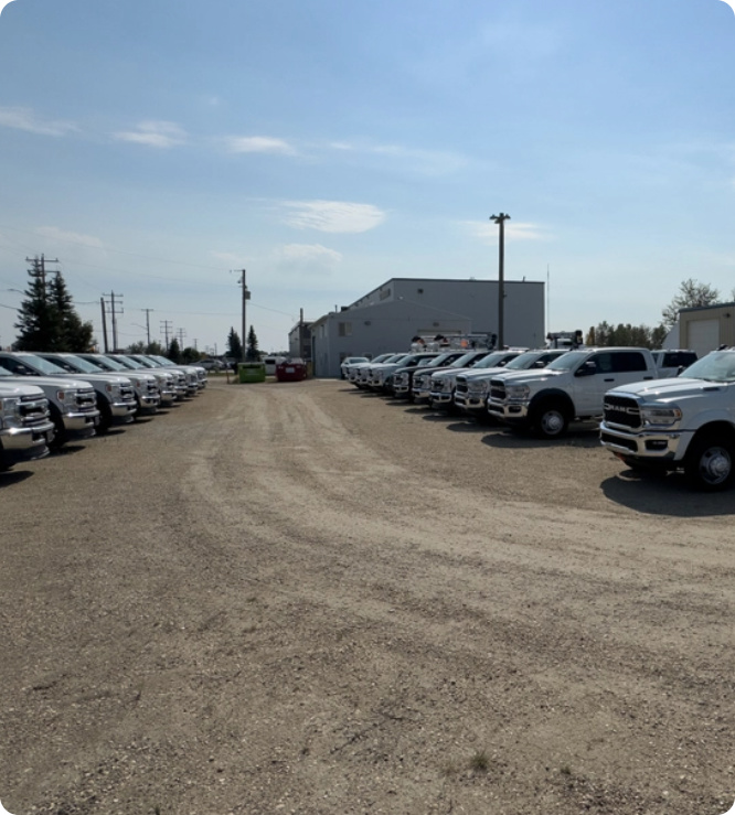 Trucks in parking lot in a sunny day