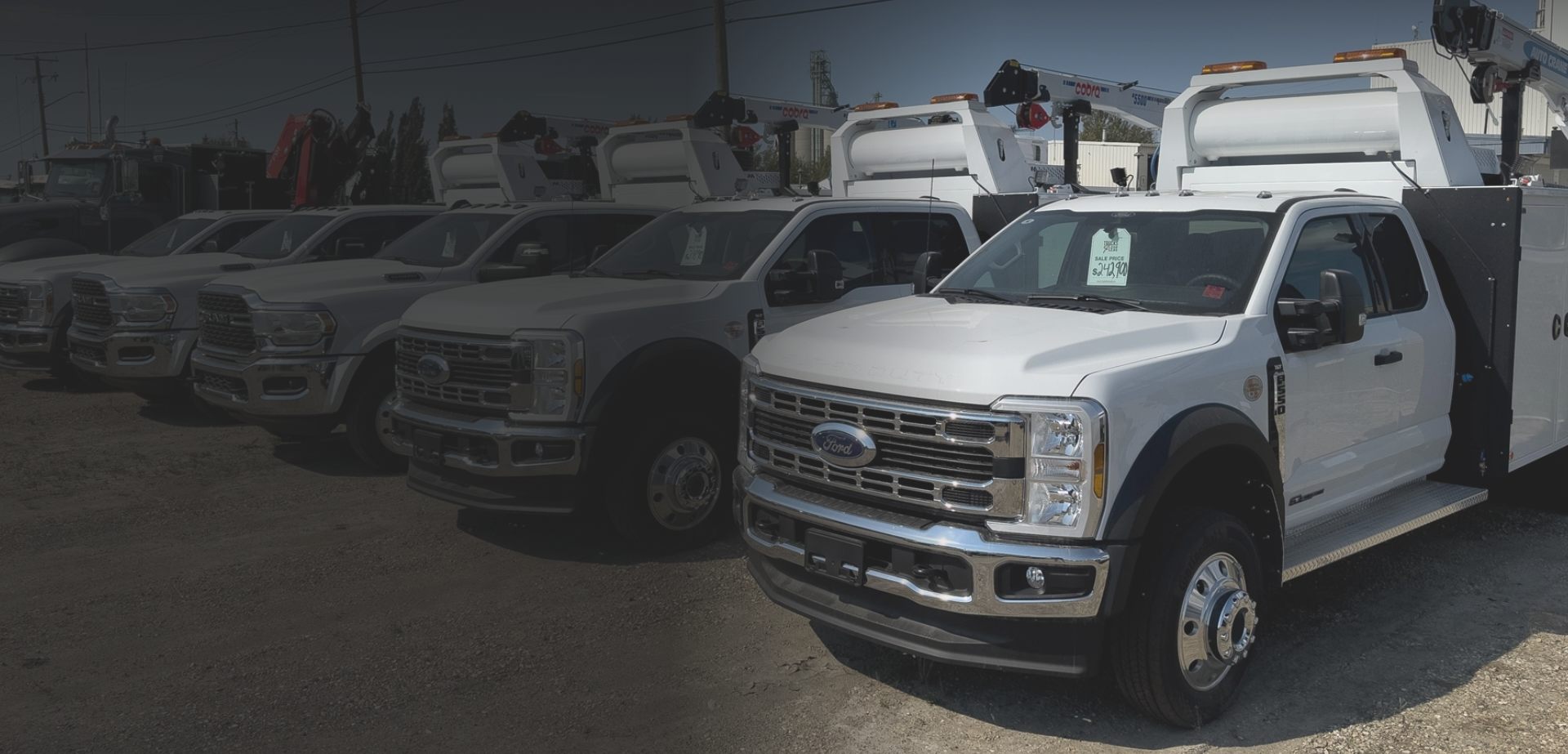 Trucks parked in parking lot