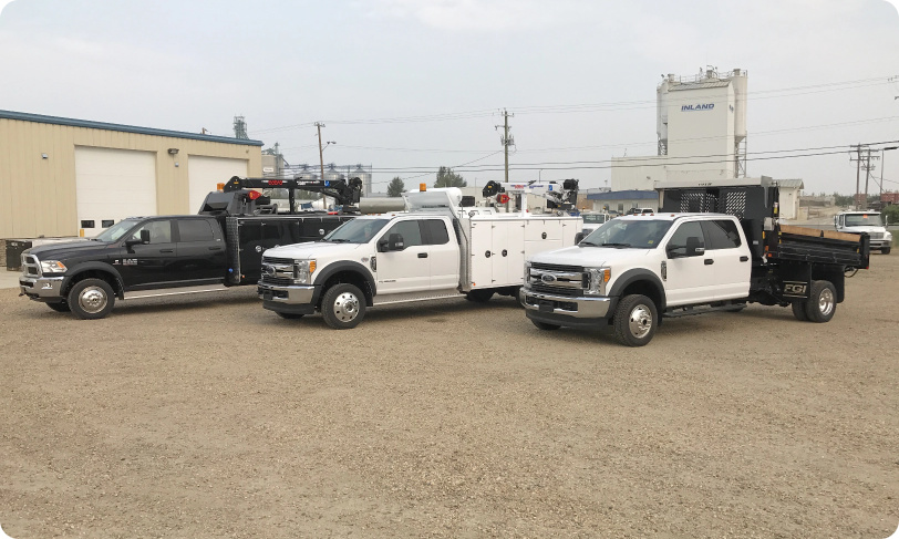 Trucks parking lot in sunny day